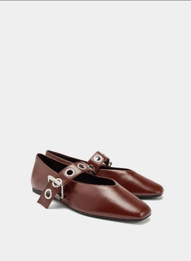 PARFOIS Red Ballet flats with studs for Women | Best Price UAE