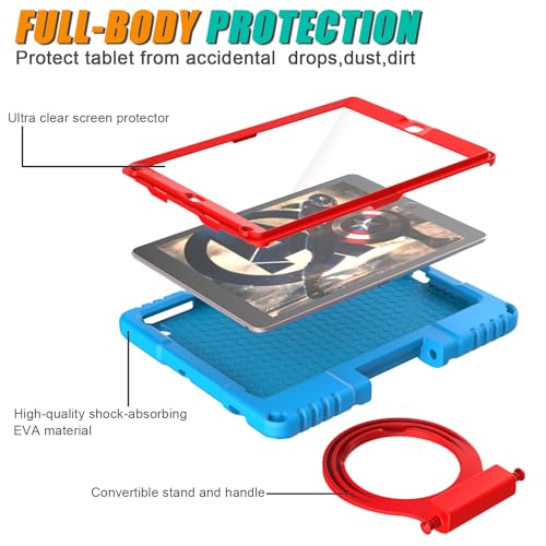 Lainergie Kids Case for iPad 5th/6th Generation 9.7-inch 2017/2018 Release, Lainergie iPad Air 2 Case with Screen Protector, iPad Pro 9.7 Protective Cover Case Lightweight Shockproof with Handle Stand,Blue - Image 3