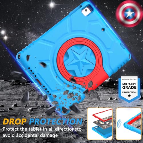 Lainergie Kids Case for iPad 5th/6th Generation 9.7-inch 2017/2018 Release, Lainergie iPad Air 2 Case with Screen Protector, iPad Pro 9.7 Protective Cover Case Lightweight Shockproof with Handle Stand,Blue - Image 4