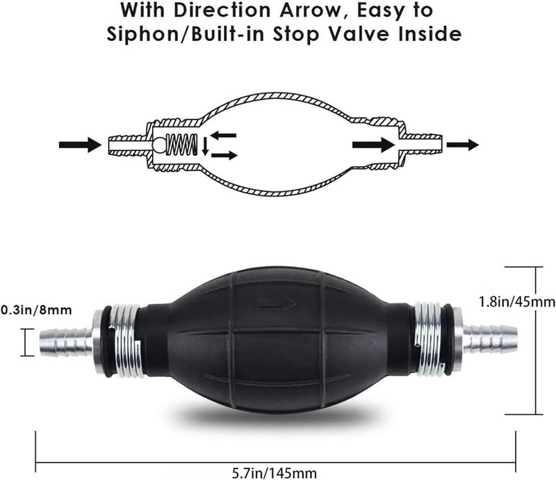 BARTOO Fuel Line Assembly,5/16in Nylon Braided Marine Boat Fuel Line Hose Assembly with 1PCS Primer Bulb for Marine Outboard Boat Motor RVs Tractors and Caravans,6FT - Image 5