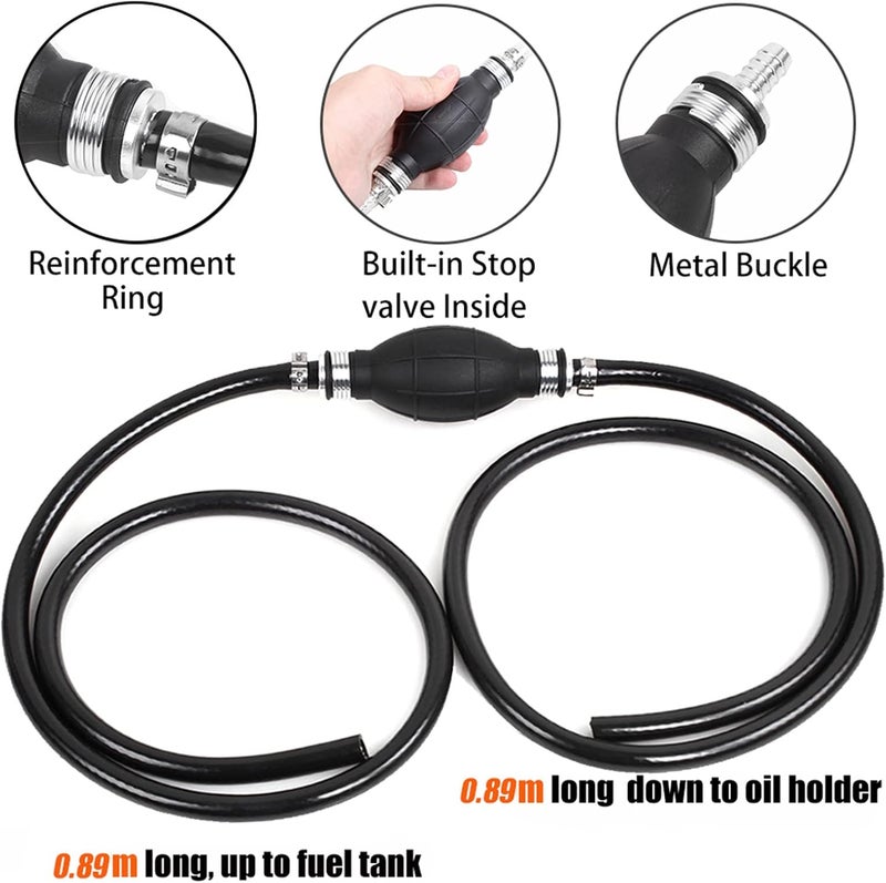 BARTOO Fuel Line Assembly,5/16in Nylon Braided Marine Boat Fuel Line Hose Assembly with 1PCS Primer Bulb for Marine Outboard Boat Motor RVs Tractors and Caravans,6FT - Image 3
