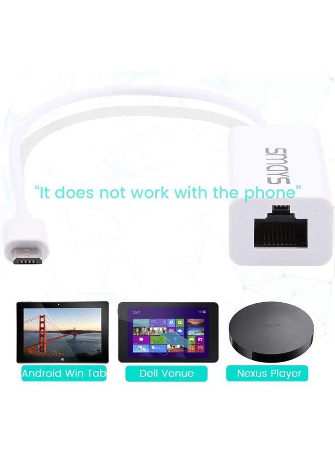 Smays Realtek RTL8152 based 10/100M Micro USB Ethernet Adapter compatible Android Raspberry Pi Zero, Asus T100taf, HP Stream 7, Google Nexus Player, Nexus 9 and Windows Tablets - Image 2
