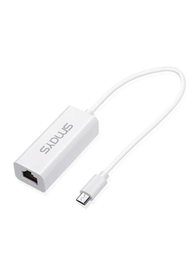 Smays Realtek RTL8152 based 10/100M Micro USB Ethernet Adapter compatible Android Raspberry Pi Zero, Asus T100taf, HP Stream 7, Google Nexus Player, Nexus 9 and Windows Tablets - Image 1