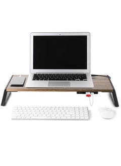 upergo UPERGO ID-20U Height Adjustable Wooden Standing Desk With 4 USB Ports For Laptops & Monitors  - Image 1