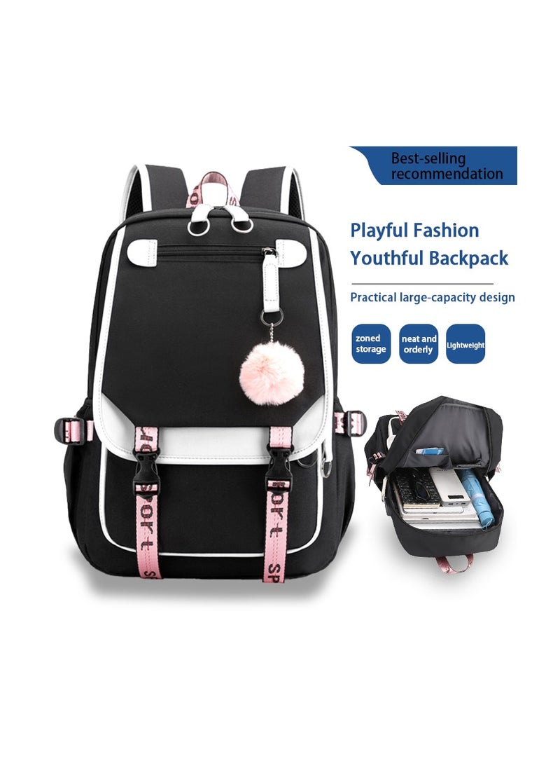 Generic - Student creative pattern backpack three-piece set 3D butterfly series men's and women's large-capacity computer backpack combination,21- Three-piece set - 4 - 64 - Image 1