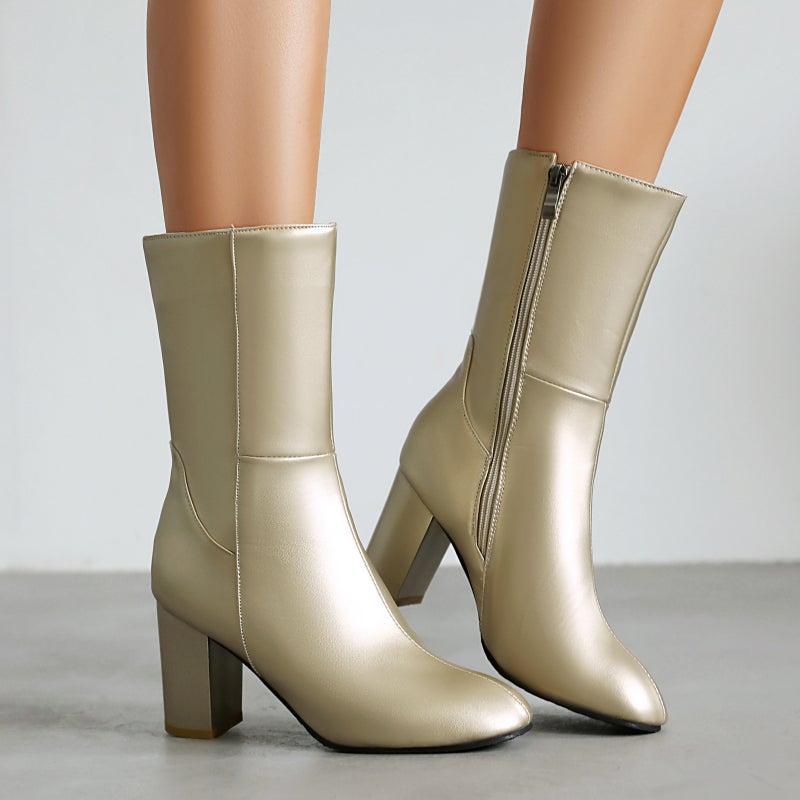 2024 High-Heeled Suede Ankle Boots 32-48 Size Code Solid Color Low-Barreled Women'S Boots - Image 5