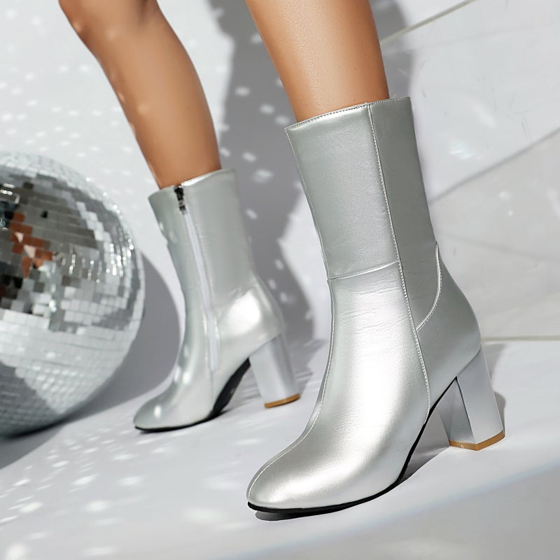 2024 High-Heeled Suede Ankle Boots 32-48 Size Code Solid Color Low-Barreled Women'S Boots - Image 3
