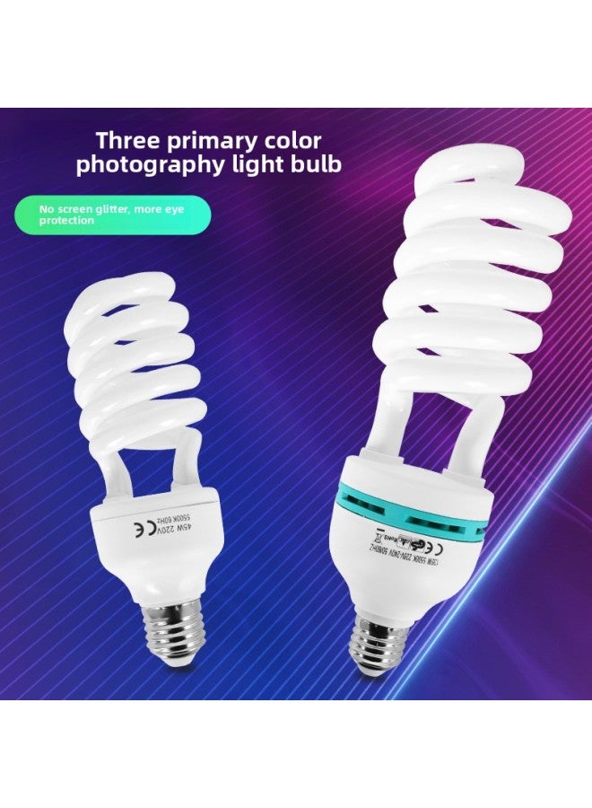 Tricolor Photography Bulb 5500K Semi-spiral E27 Lamp Tube Softbox Studio Fill Light Supply-Light Source Color:85W