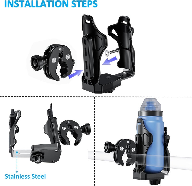 iMESTOU Motorcycle Cup Holder - Adjustable ATV Water Bottle Holder with Anti-Theft Design - Image 3