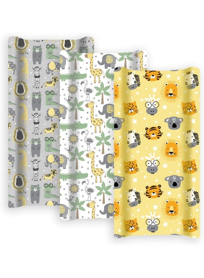 GrowWILD GROW WILD Changing Pad Cover 3 Pack | Soft & Stretchy Jersey Cotton | Baby Changing Table Pad Cover | Diaper Changing Pad Covers for Girls and Boys (Animals & Safari)  - Image 2