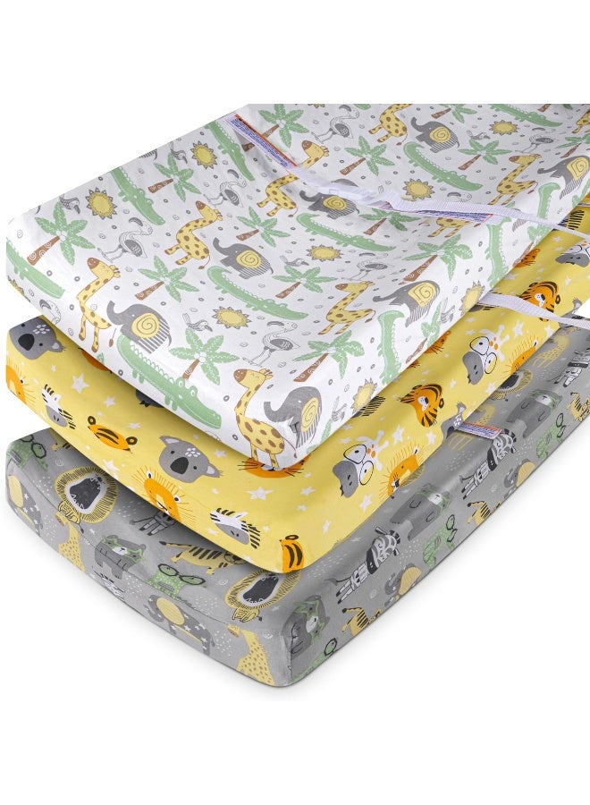 GrowWILD GROW WILD Changing Pad Cover 3 Pack | Soft & Stretchy Jersey Cotton | Baby Changing Table Pad Cover | Diaper Changing Pad Covers for Girls and Boys (Animals & Safari)  - Image 5