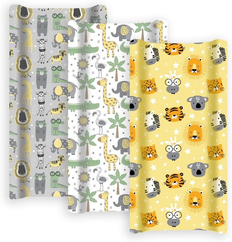 GrowWILD GROW WILD Changing Pad Cover 3 Pack | Soft & Stretchy Jersey Cotton | Baby Changing Table Pad Cover | Diaper Changing Pad Covers for Girls and Boys (Animals & Safari) - Image 2