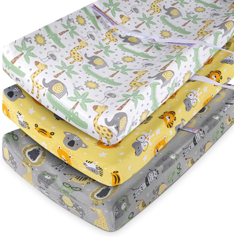 GrowWILD GROW WILD Changing Pad Cover 3 Pack | Soft & Stretchy Jersey Cotton | Baby Changing Table Pad Cover | Diaper Changing Pad Covers for Girls and Boys (Animals & Safari) - Image 5