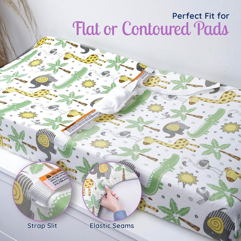 GrowWILD GROW WILD Changing Pad Cover 3 Pack | Soft & Stretchy Jersey Cotton | Baby Changing Table Pad Cover | Diaper Changing Pad Covers for Girls and Boys (Animals & Safari) - Image 3