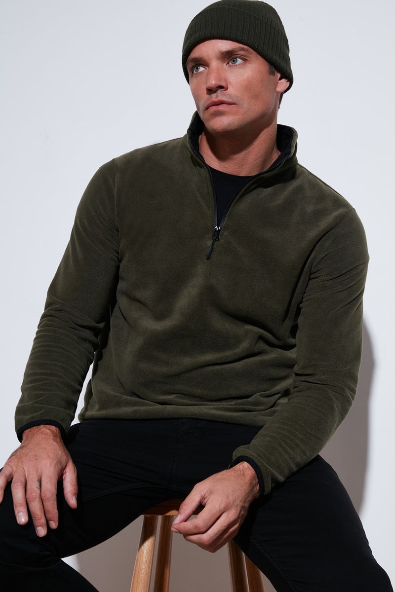 Buratti Slim Fit Half Zipper Stand Collar Polar Fleece Men's Polar 5906003 - Image 1