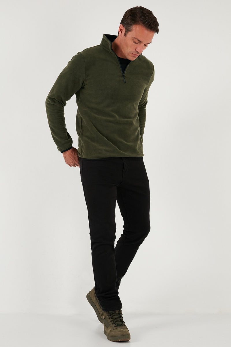 Buratti Slim Fit Half Zipper Stand Collar Polar Fleece Men's Polar 5906003 - Image 2