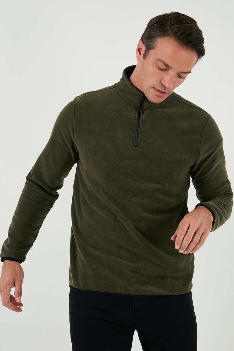 Buratti Slim Fit Half Zipper Stand Collar Polar Fleece Men's Polar 5906003 - Image 5