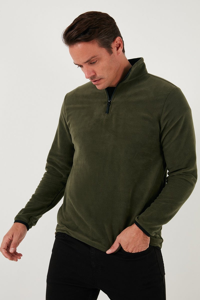 Buratti Slim Fit Half Zipper Stand Collar Polar Fleece Men's Polar 5906003 - Image 3