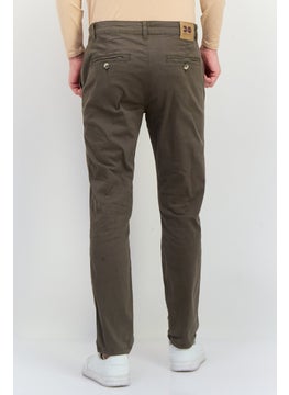 CROSSHATCH Men Slim Fit Solid Chino Pants, Olive  - Image 4