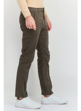 CROSSHATCH Men Slim Fit Solid Chino Pants, Olive  - Image 2