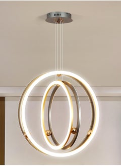 YATAI LIGHTING Modern LED Bedroom Chandelier, Silver Simple Ring LED Chandelier Lamp, Round Chandelier Light Fixture for Dining Room, Kitchen Island Tabel, Adjustable Color Temperature  - Image 1
