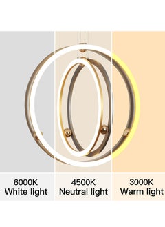 YATAI LIGHTING Modern LED Bedroom Chandelier, Silver Simple Ring LED Chandelier Lamp, Round Chandelier Light Fixture for Dining Room, Kitchen Island Tabel, Adjustable Color Temperature  - Image 3