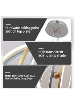 YATAI LIGHTING Modern LED Bedroom Chandelier, Silver Simple Ring LED Chandelier Lamp, Round Chandelier Light Fixture for Dining Room, Kitchen Island Tabel, Adjustable Color Temperature  - Image 5