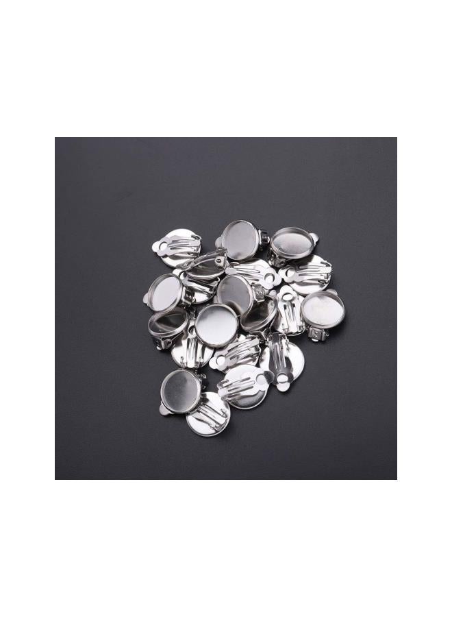 klarako 50pcs Earring Cabochon Settings Clip-on Earring Blanks for Jewelry Making and DIY Crafts Silver 12mm  - Image 5