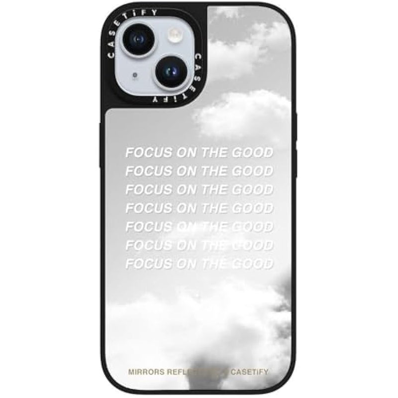 Casetify Mirror iPhone 15 Case 【Reflective / 4.9ft Drop Protection/Compatible with Magsafe】 - Focus On The Good - Silver on Black - Image 4