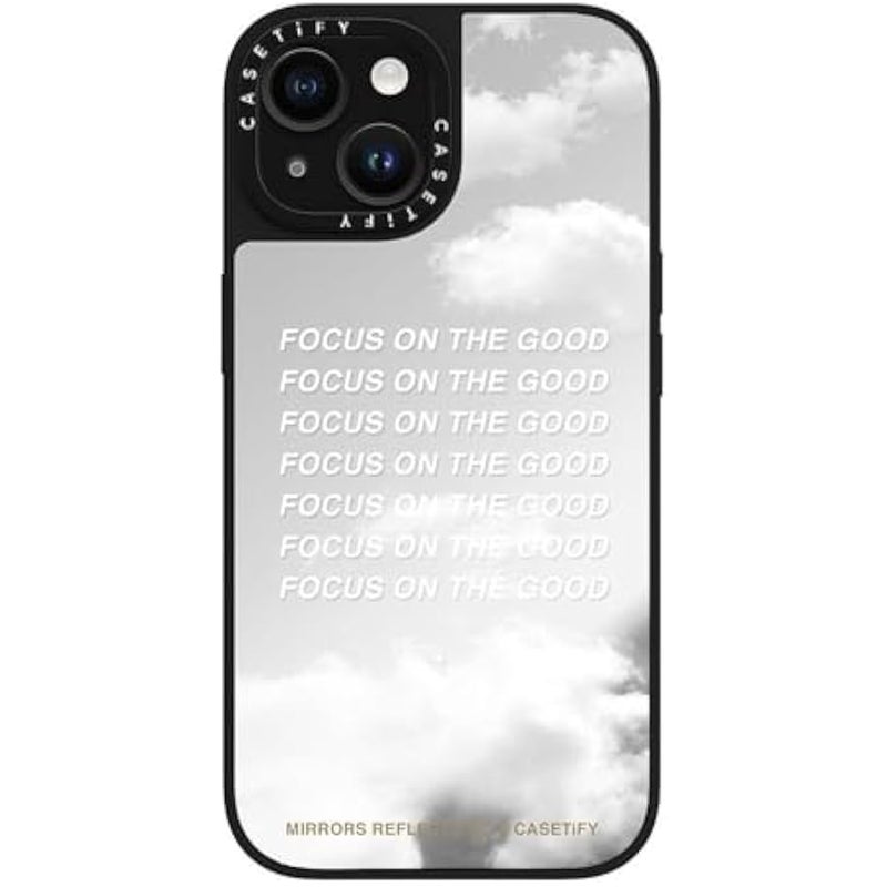 Casetify Mirror iPhone 15 Case 【Reflective / 4.9ft Drop Protection/Compatible with Magsafe】 - Focus On The Good - Silver on Black - Image 5