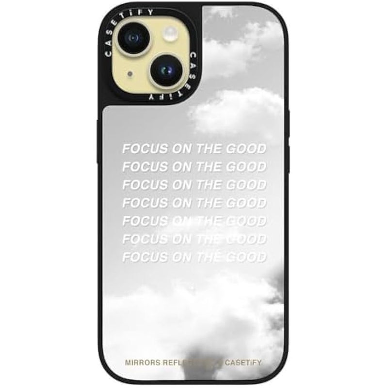 Casetify Mirror iPhone 15 Case 【Reflective / 4.9ft Drop Protection/Compatible with Magsafe】 - Focus On The Good - Silver on Black - Image 2