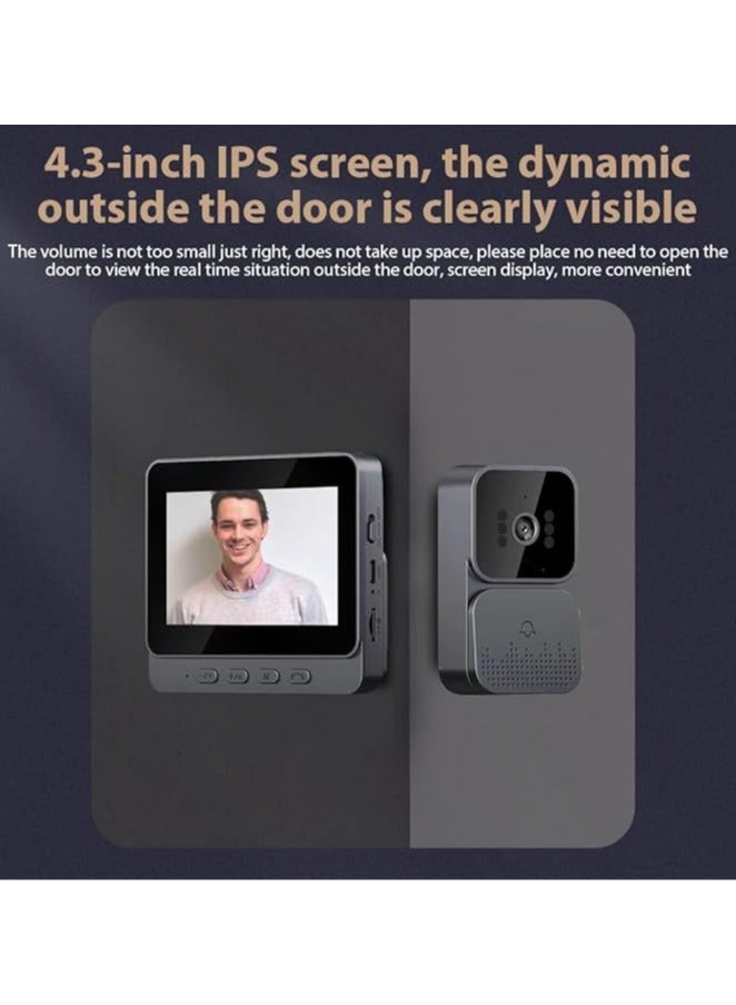 Alruht IPS 2.4G Wireless Visual Doorbell, Smart High-definition Video in ligent Doorbell Two-Way for Villa Home Office Apartment, 11cm - Image 2