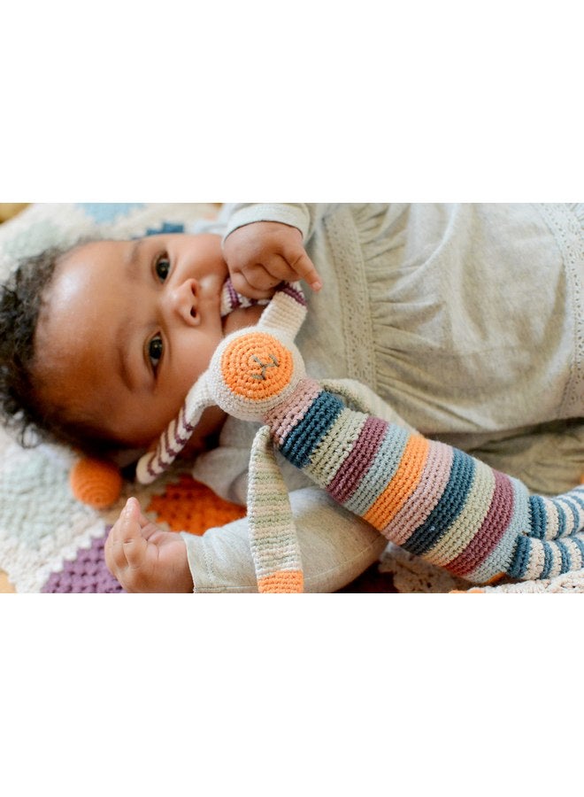 Pebble Fair Trade Handmade Crochet Cotton Bunny Rattle - Multi - Image 1