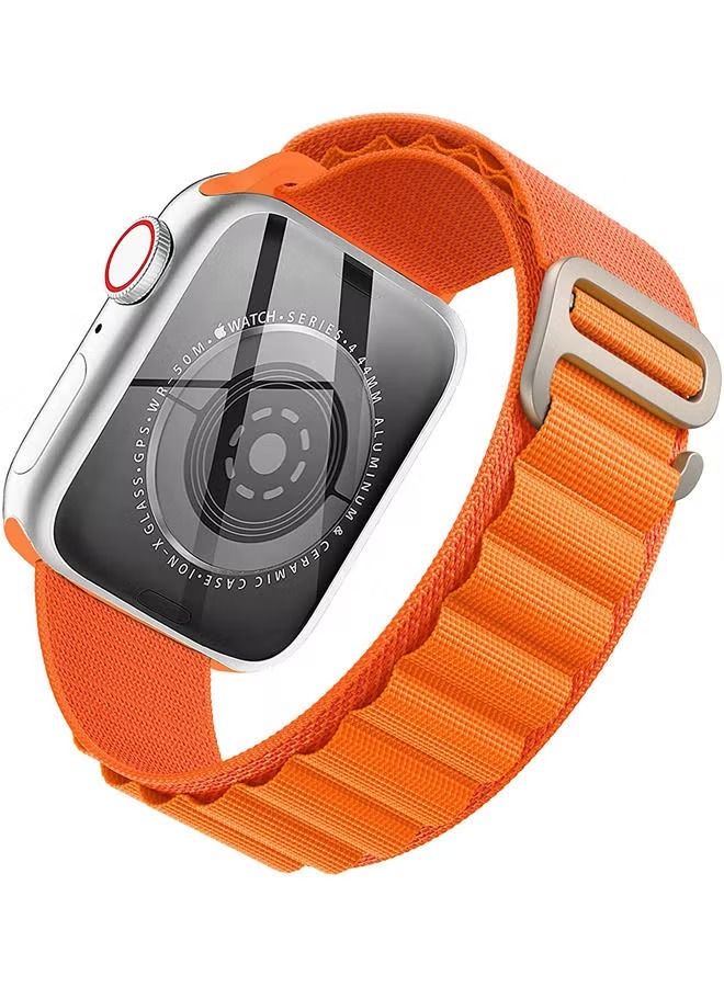 Alpine Loop Nylon Bands Compatible with Apple Watch Band 42mm 44mm 45mm 49mm Women Mens, Adjustable Sport with Metal G-Hook Braided Strap for iWatch Ultra Series SE 8/7/6/5/4/3/2/1,Orange