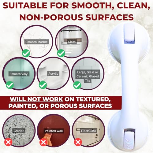 Safe-er-Grip Safe-er-Grip Changing Lifestyles Suction Cup Grab Bars for Bathtubs & Showers; Safety Bathroom Assist Handle, White, 12 inches - Image 5