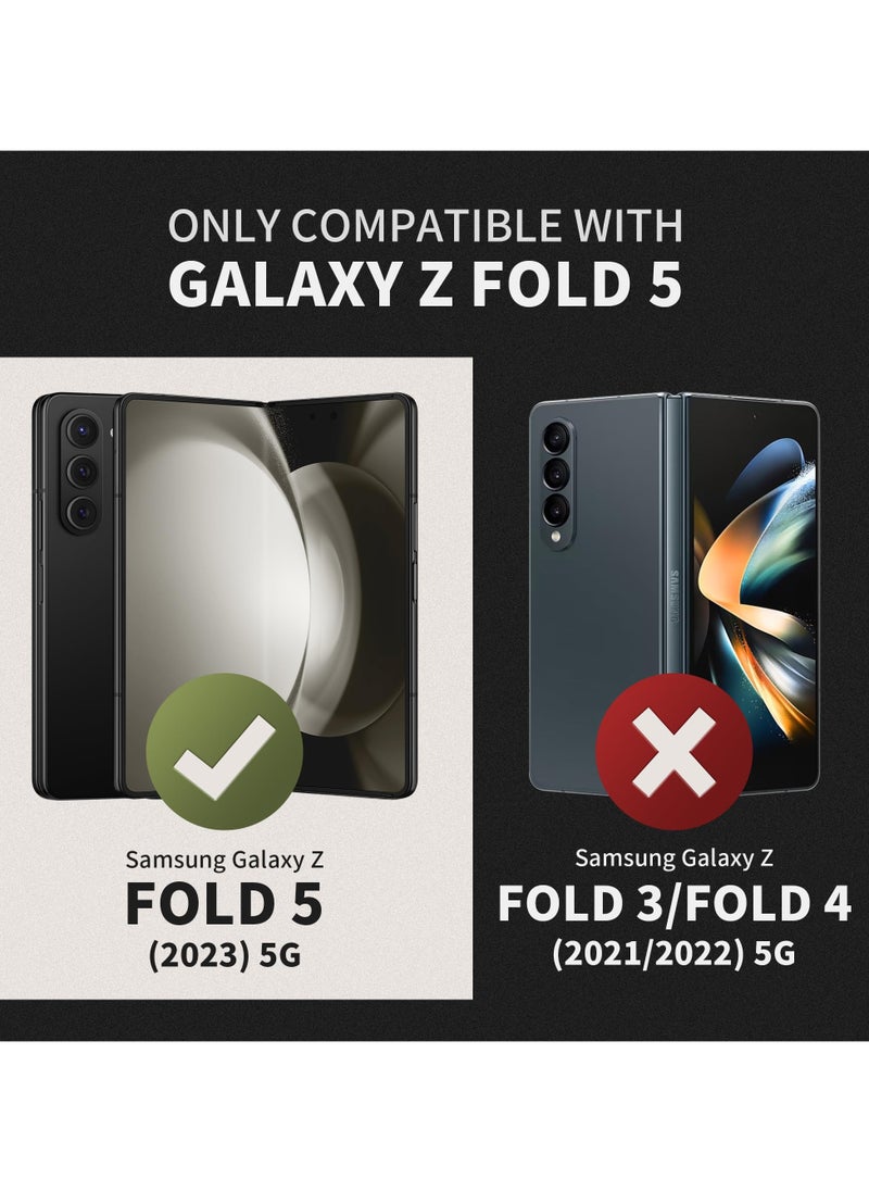 تونجيت - جراب لهاتف سامسونج جالاكسي Z Fold 5، مزود بحامل قلم S وحماية للمفصلة، وغطاء منزلق للكاميرا، وواقي شاشة زجاجي، مع حامل مدمج ومشبك حزام، باللون الرمادي التيتانيوم.​ - Image 1