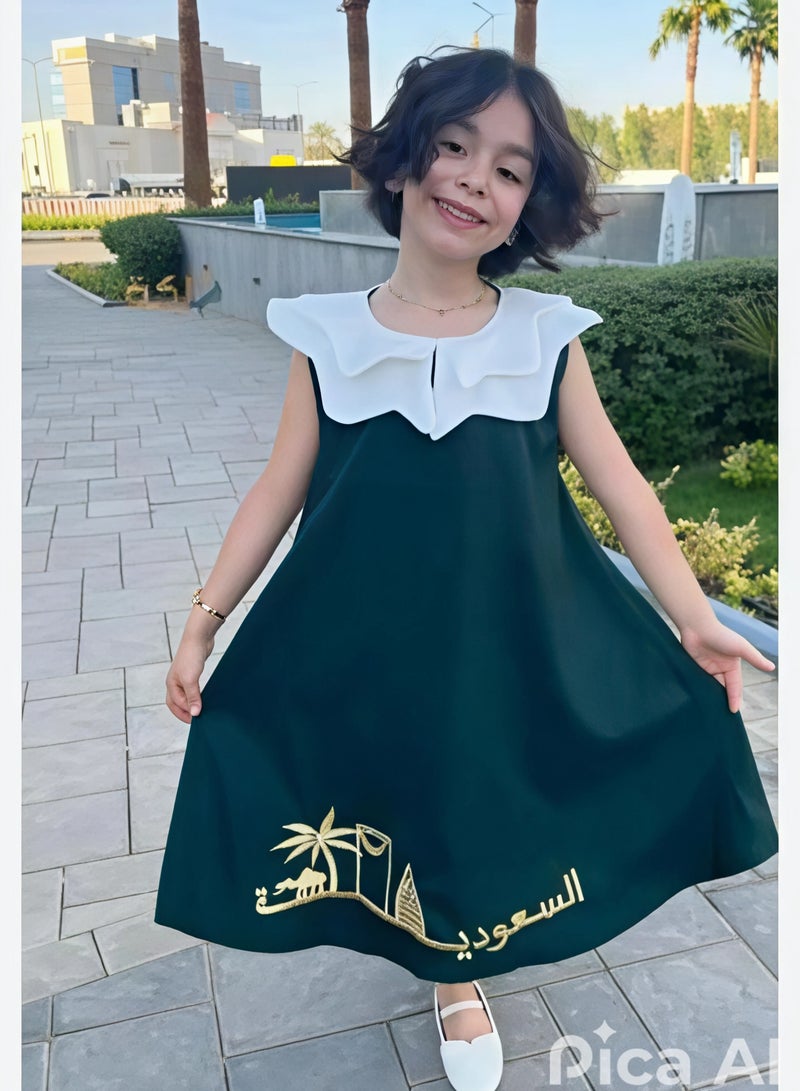 أرام فستان بناتي فخم تراثي لليوم الوطني السعودي فخامة للوطن وأناقة لك - Image 1