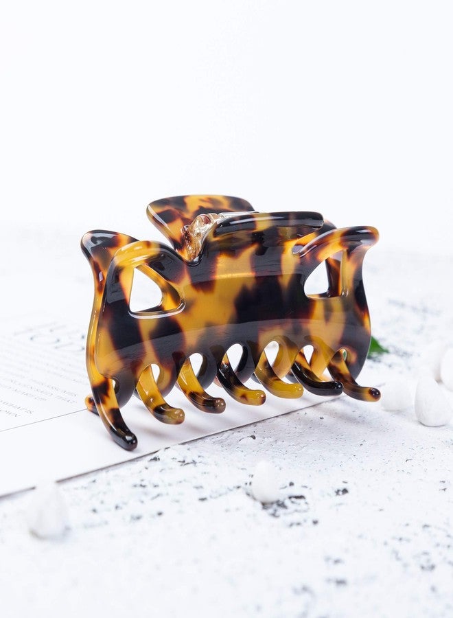 Prettyou Hair Claw Clip 3.3 Inches Medium Size Celluloid French Design Barrettes Tortoise Shell Fashion Accessories for Women (A) - Image 2