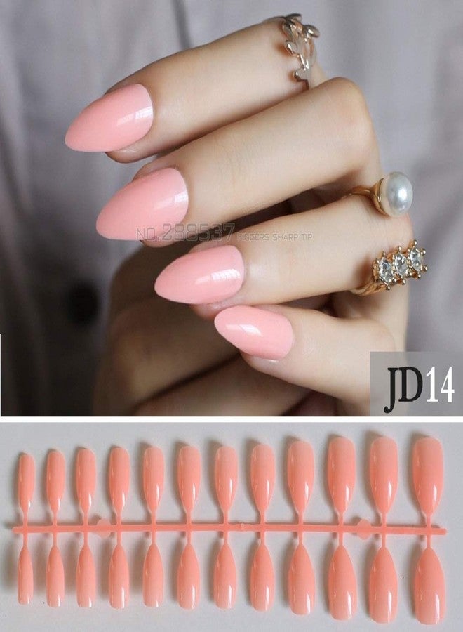 SoSh Matte Fake Nail Set PinkFrosted Stiletto Artificial Nail Eraser Touch Les Faux Ongles Noir Mat�12 Nail with Free Glue - Image 2