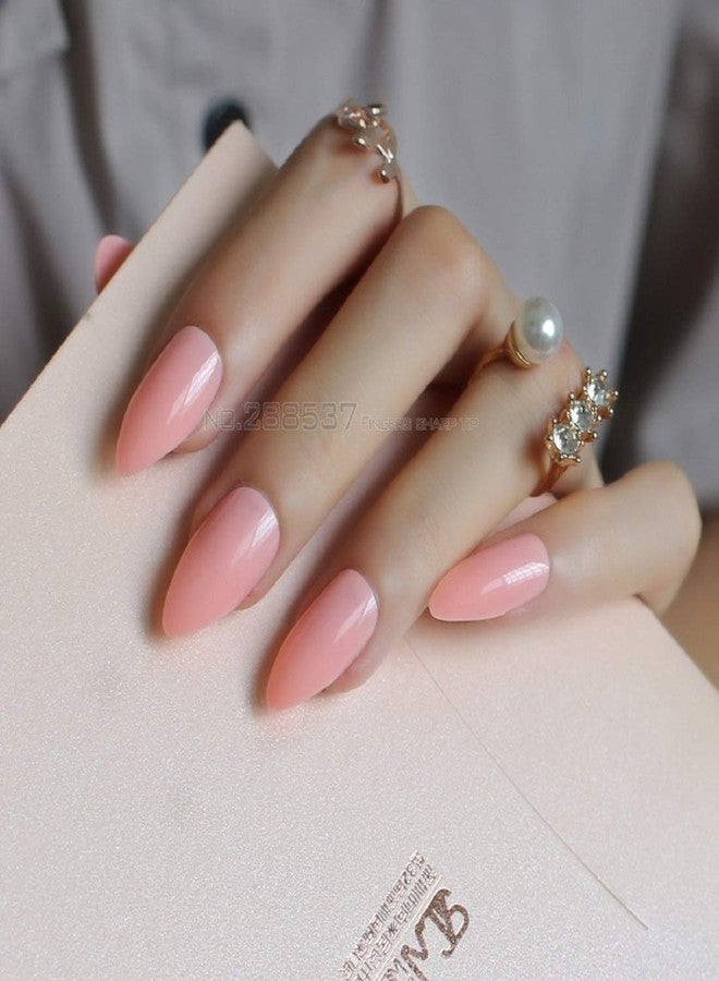 SoSh Matte Fake Nail Set PinkFrosted Stiletto Artificial Nail Eraser Touch Les Faux Ongles Noir Mat�12 Nail with Free Glue - Image 1