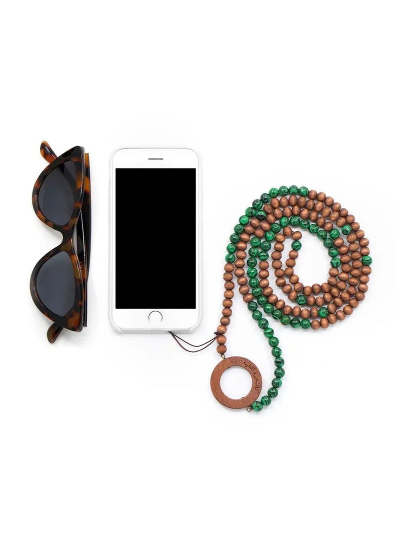 MMA Malachite & Wooden Beads Phone & Glasses Holder - Image 1