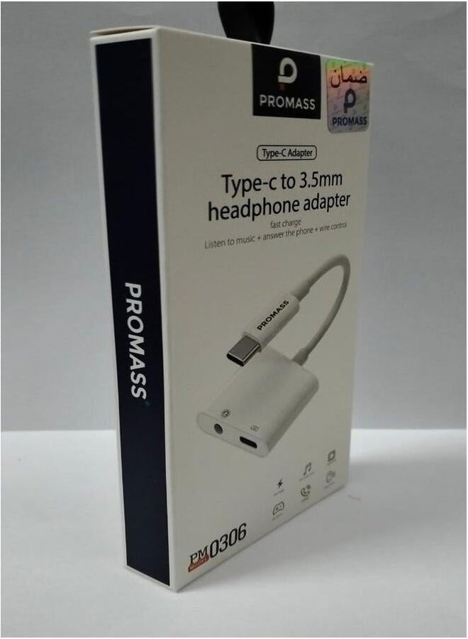 PROMASS Type-C To 3.5mm Headphone Adapter White. - Image 2