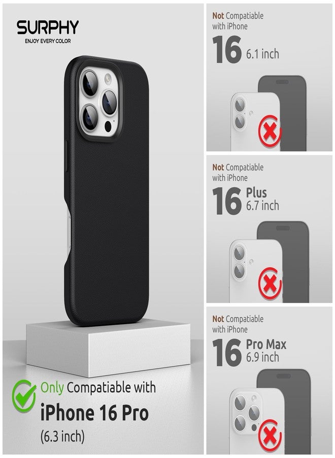 جراب SURPHY مصمم خصيصًا لهاتف iPhone 16 Pro، مصنوع من الجلد الصناعي، متوافق مع الشحن اللاسلكي MagSafe، مزود بأزرار معدنية وبطانة من الألياف الدقيقة، مناسب لهاتف iPhone 16 Pro مقاس 6.3 بوصة (إصدار 2024)، باللون الأسود. - Image 2