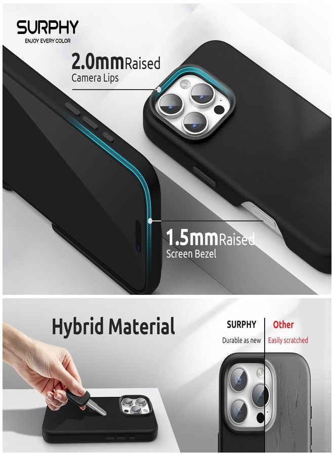 جراب SURPHY مصمم خصيصًا لهاتف iPhone 16 Pro، مصنوع من الجلد الصناعي، متوافق مع الشحن اللاسلكي MagSafe، مزود بأزرار معدنية وبطانة من الألياف الدقيقة، مناسب لهاتف iPhone 16 Pro مقاس 6.3 بوصة (إصدار 2024)، باللون الأسود. - Image 4