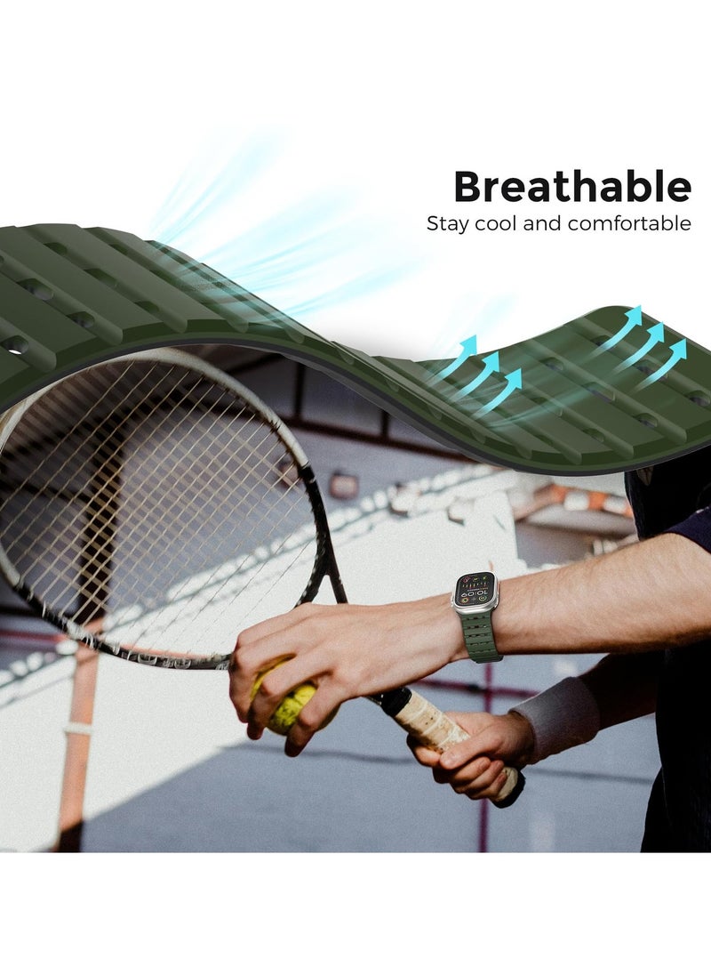 Magnetic Sport Band for Apple Watch Ultra - 49mm, 45mm, 44mm, 42mm, Silicone Strap for Women and Men, Fits iWatch SE/SE2 u0026 Series 9/8/7/6/5/4, Ultra 2/Ultra - Image 5