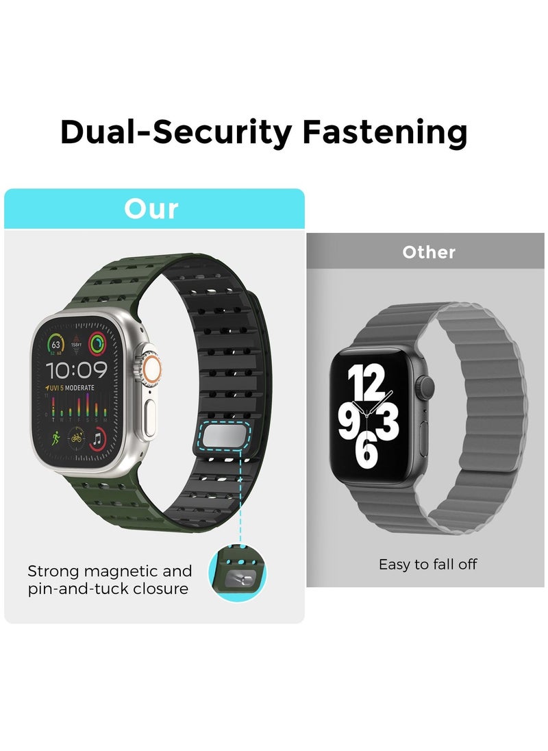 Magnetic Sport Band for Apple Watch Ultra - 49mm, 45mm, 44mm, 42mm, Silicone Strap for Women and Men, Fits iWatch SE/SE2 u0026 Series 9/8/7/6/5/4, Ultra 2/Ultra - Image 4