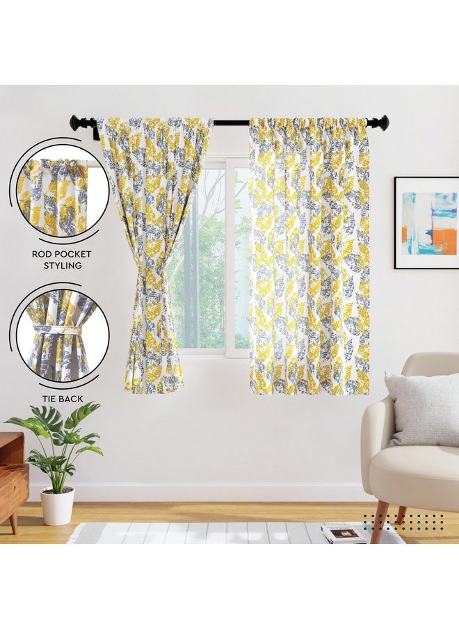 Encasa XO Window Curtain 5 ft Set of 2, Polyester Printed with Rod Pocket, Tie Back, Light-Filtering, Semi Sheer/Transparent Curtains- Kitchen, Bedroom, Living Room (140x152 cm), Dry Leaves - pzsku/Z2E52A2D4A1B1B5F2FE10Z/45/_/1738305783/bbc45ec0-7014-4f65-b1a3-57118a5774cc