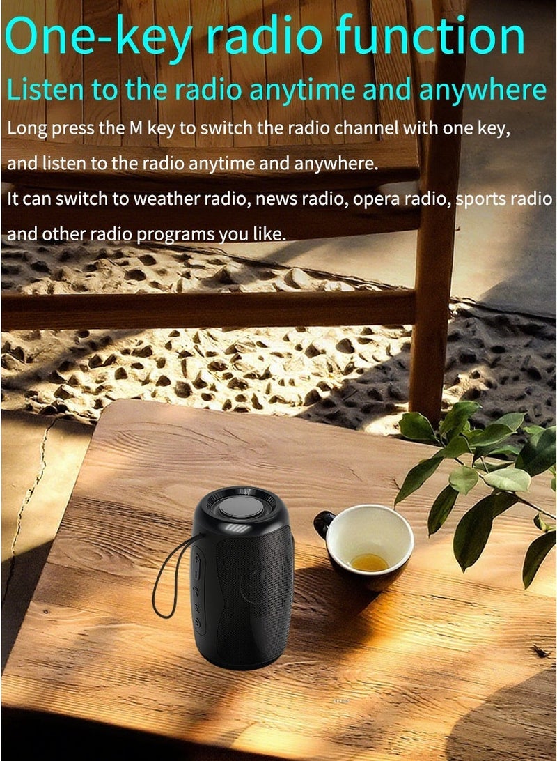 Portable Bluetooth Speaker, 20H Playtime, IPX 5 Waterproof and Dustproof，Wireless Stereo Pairing, Supports Bluetooth, TF Card, USB Drive, and FM Radio，Ideal for Home, Outdoors, Hiking Black - Image 2