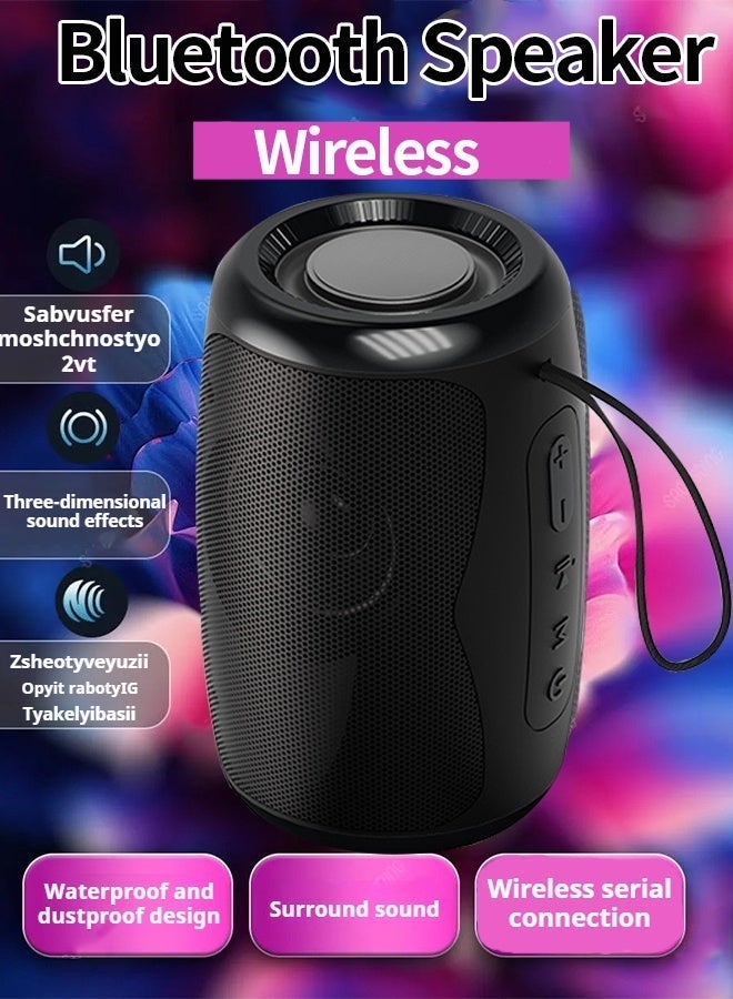 Portable Bluetooth Speaker, 20H Playtime, IPX 5 Waterproof and Dustproof，Wireless Stereo Pairing, Supports Bluetooth, TF Card, USB Drive, and FM Radio，Ideal for Home, Outdoors, Hiking Black - Image 1