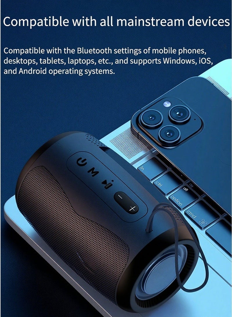 Portable Bluetooth Speaker, 24H Playtime, IPX 7 Waterproof and Dustproof，Wireless Stereo Pairing, Supports Bluetooth, TF Card, USB Drive, and FM Radio，Ideal for Home, Outdoors, Hiking Black - Image 5